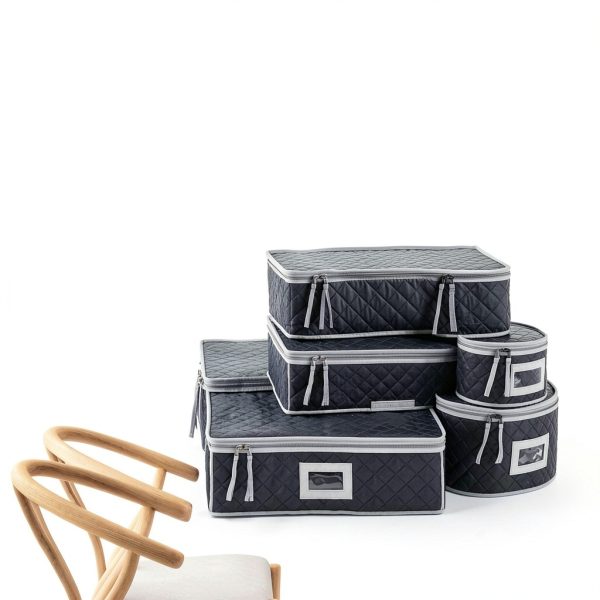 Woffit China Storage Containers 6-Pack Quilted Dinnerware and Stemware-7