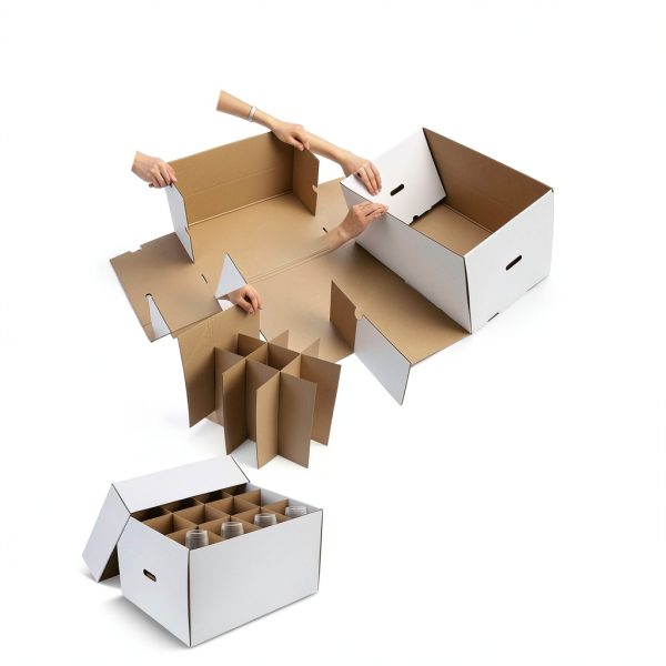Wine Glass Moving Boxes 4 Pack Feifeiya White Kraft Paper 20x15x12in-2