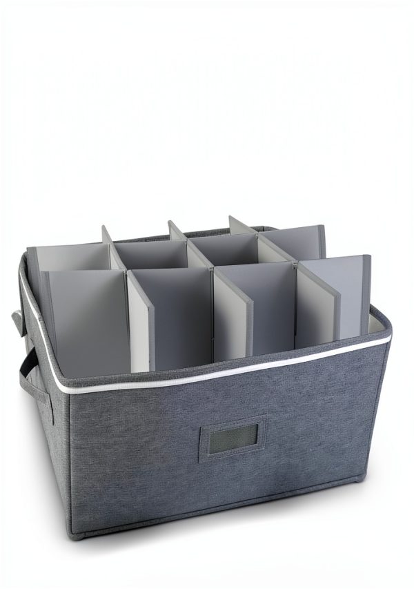Boczif Wine Glass Storage Case - White Chest Holds 12 Glasses-3