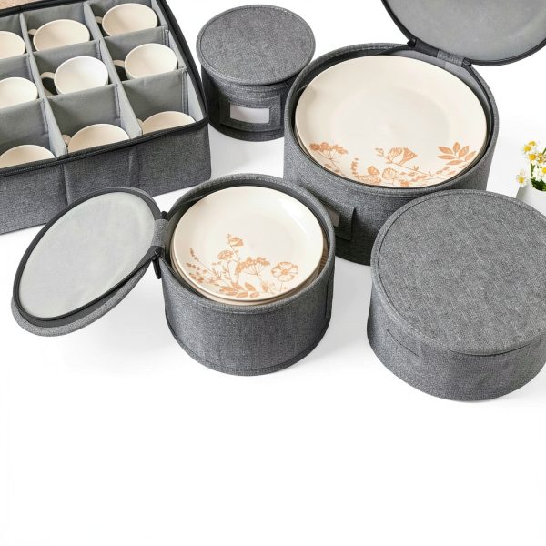 storageLAB China Storage Containers, Containers for Organizing, Hard Shell Case, Felt Plate Dividers, Moving Supplies, Storage Box, Wine, Dishes, Glasses Storage, Charger Plates Storage Containers-2