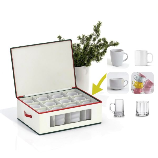 Homyfort Mug Storage Box Organizer, 2 Pack Hard Shell for 24 Tea Cups-2