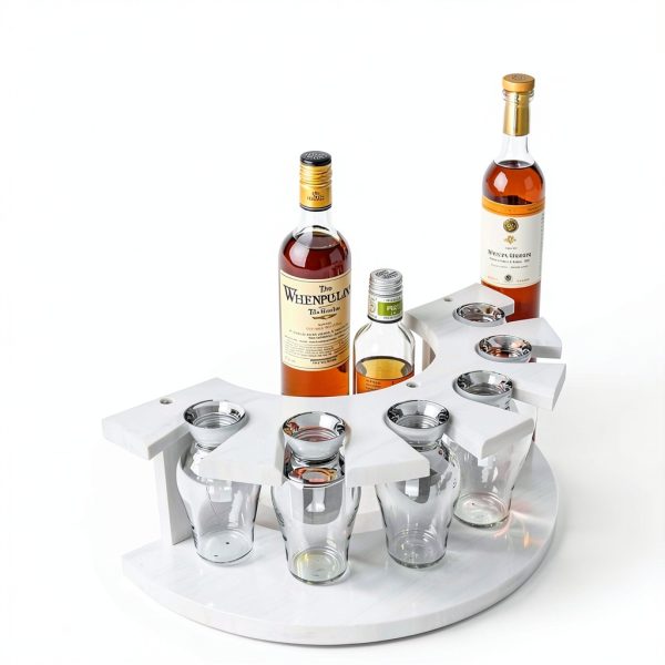 Storage Box for Glencairn Whisky Glass,6 Whiskey Glasses Holder for Organizer, Sturdy Construction to Prevent Bumping Whisky Storage Leather Case - The Perfect Whisky Gift (white)-3