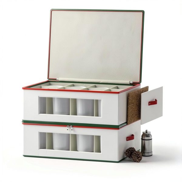Homyfort Mug Storage Box Organizer, 2 Pack Hard Shell for 24 Tea Cups-4