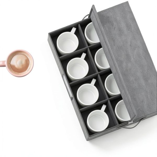 Coffee Mug Storage Box Organizer homyfort Grey 2-Pack Hard Shell-6