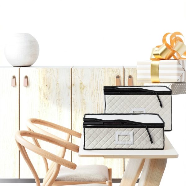 Woffit Wine Glass Storage - Quilted Set of 2 for Mugs & Stemware, Gray-7