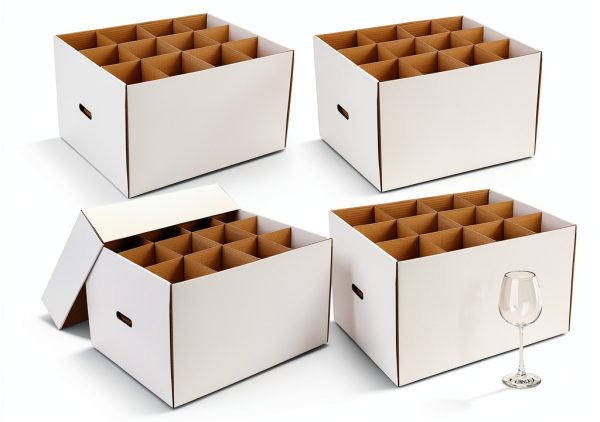 Wine Glass Moving Boxes 4 Pack Feifeiya White Kraft Paper 20x15x12in-0