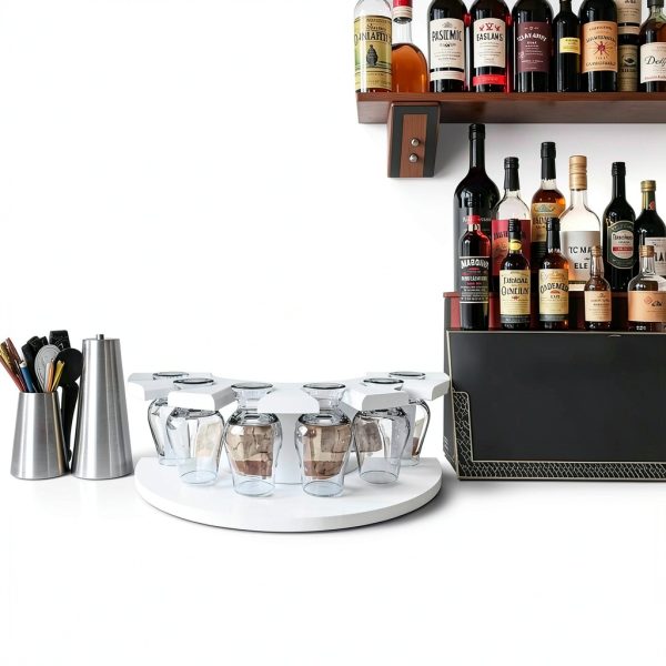 Storage Box for Glencairn Whisky Glass,6 Whiskey Glasses Holder for Organizer, Sturdy Construction to Prevent Bumping Whisky Storage Leather Case - The Perfect Whisky Gift (white)-4