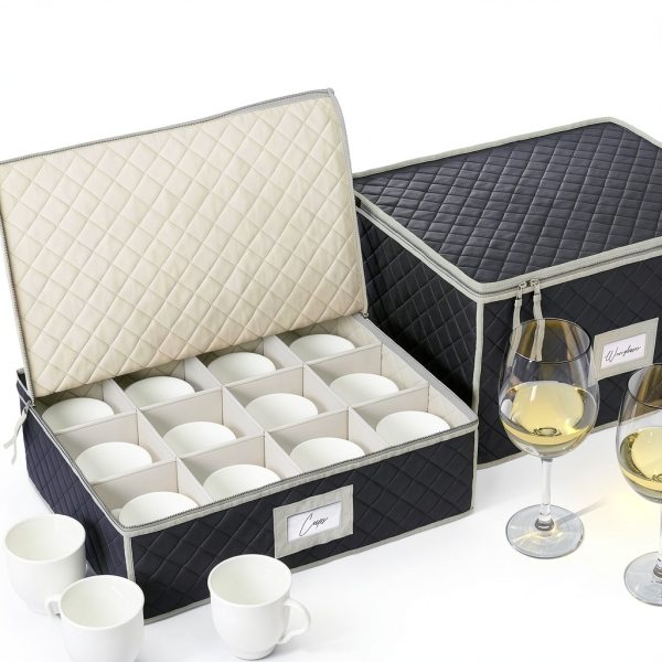 Woffit China Storage Containers 6-Pack Quilted Dinnerware and Stemware-6