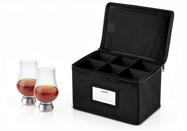 Lukeline Storage Box for Glencairn Whisky Glass, Stackable Whiskey Glasses Holder with 6 Compartments, Whiskey Glass Carrying Case with Handle,Gifts for Whisky Lovers-6