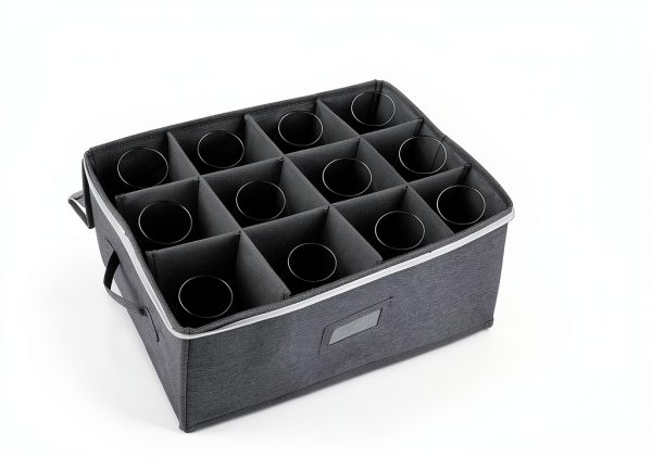 Boczif Wine Glass Storage Case - White Chest Holds 12 Glasses-2