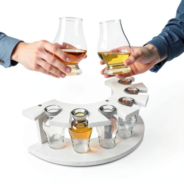 Storage Box for Glencairn Whisky Glass,6 Whiskey Glasses Holder for Organizer, Sturdy Construction to Prevent Bumping Whisky Storage Leather Case - The Perfect Whisky Gift (white)-5
