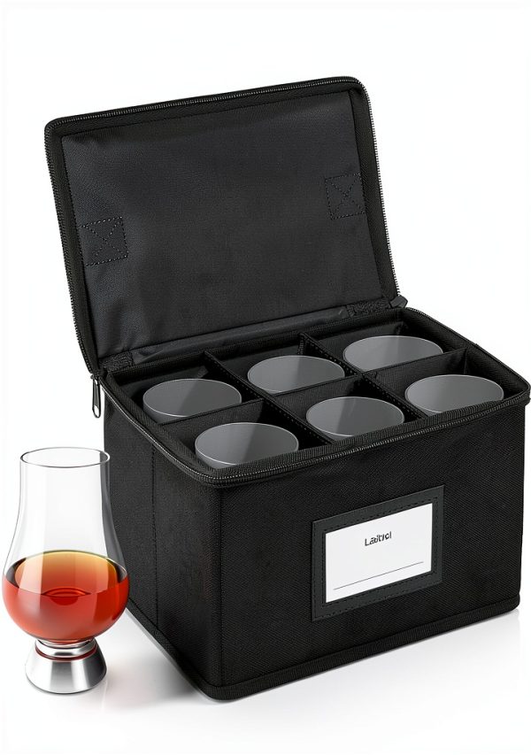 Lukeline Storage Box for Glencairn Whisky Glass, Stackable Whiskey Glasses Holder with 6 Compartments, Whiskey Glass Carrying Case with Handle,Gifts for Whisky Lovers-0