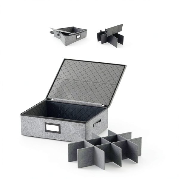 Coffee Mug Storage Box Organizer homyfort Grey 2-Pack Hard Shell-3