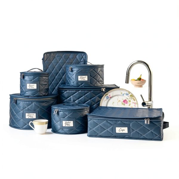 China Storage Containers Teemto Quilted 7‑Piece with Felt Liners Grey-5