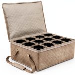 Storage Bin for Mugs - Coffee Cup and Mug Holder - Organizer for Kitchen Essentials and Stylish Storage Solutions - Durable Coffee Mug Storage - Mug Storage Bin (Grey & Beige color) by Govilla-0