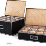 Woffit Wine Glass Storage - Quilted Set of 2 for Mugs & Stemware, Gray-0