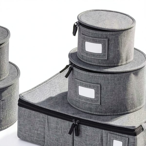 storageLAB China Storage Containers, Containers for Organizing, Hard Shell Case, Felt Plate Dividers, Moving Supplies, Storage Box, Wine, Dishes, Glasses Storage, Charger Plates Storage Containers-5