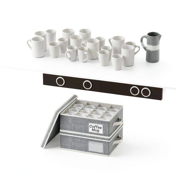 Lifewit 2 Pcs Coffee Mug Storage with Dividers, Stackable Cationic-5
