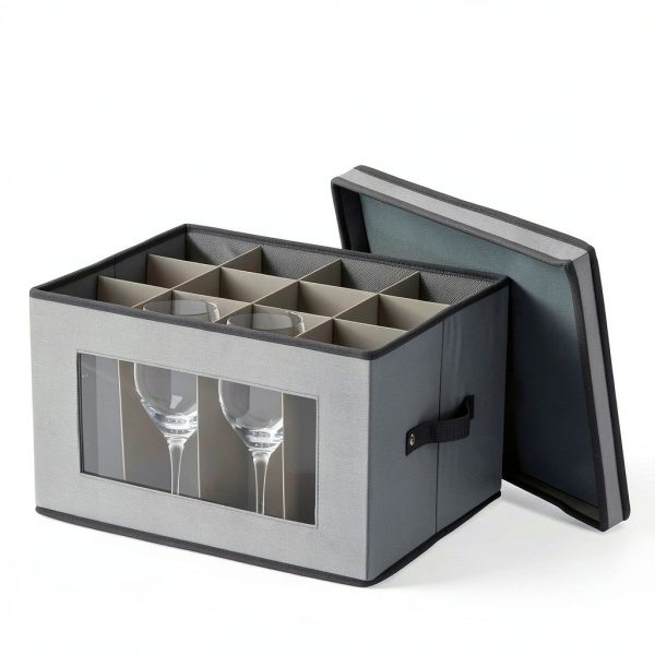 Stemware Storage Box Household Essentials Gray Box-1