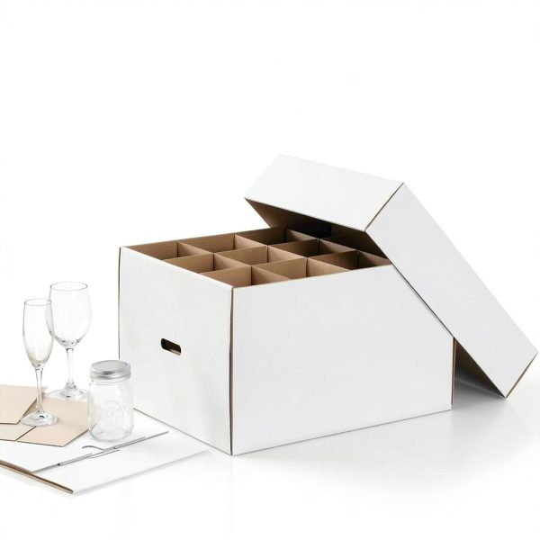 Wine Glass Moving Boxes 4 Pack Feifeiya White Kraft Paper 20x15x12in-3