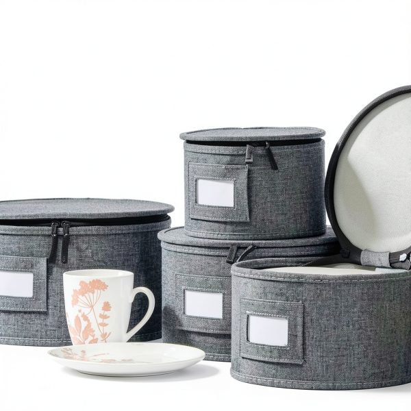 storageLAB China Storage Containers, Containers for Organizing, Hard Shell Case, Felt Plate Dividers, Moving Supplies, Storage Box, Wine, Dishes, Glasses Storage, Charger Plates Storage Containers-3