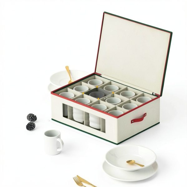 Homyfort Mug Storage Box Organizer, 2 Pack Hard Shell for 24 Tea Cups-1