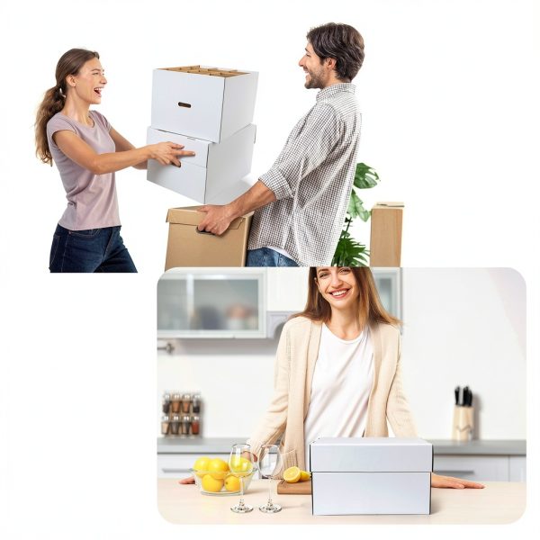 Wine Glass Moving Boxes 4 Pack Feifeiya White Kraft Paper 20x15x12in-5