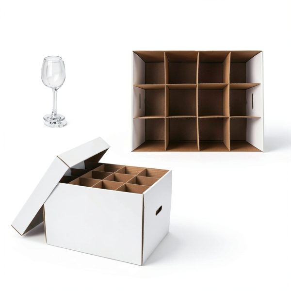 Wine Glass Moving Boxes 4 Pack Feifeiya White Kraft Paper 20x15x12in-1