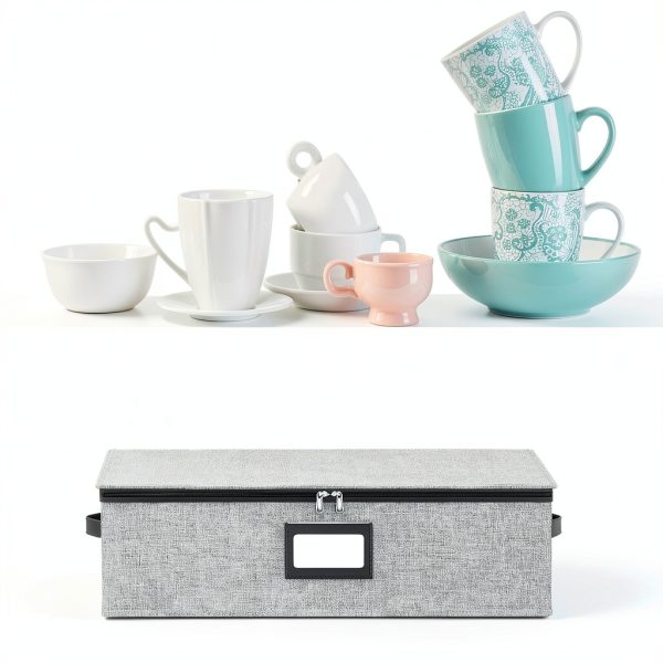 Coffee Mug Storage Box Organizer homyfort Grey 2-Pack Hard Shell-7