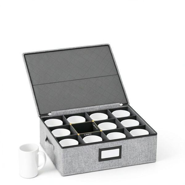 Coffee Mug Storage Box Organizer homyfort Grey 2-Pack Hard Shell-1