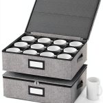 Coffee Mug Storage Box Organizer homyfort Grey 2-Pack Hard Shell-0