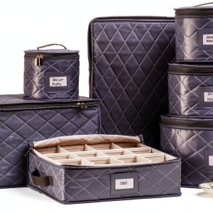 China Storage Containers Teemto Quilted 7‑Piece with Felt Liners Grey-0