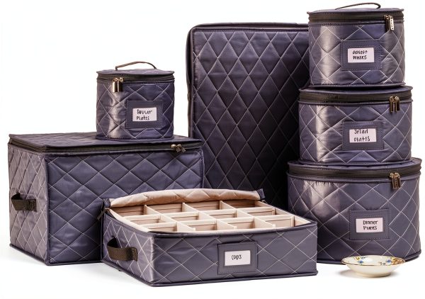 China Storage Containers Teemto Quilted 7‑Piece with Felt Liners Grey-0