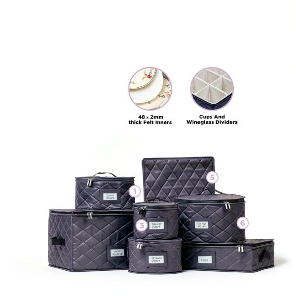China Storage Containers Teemto Quilted 7‑Piece with Felt Liners Grey-1
