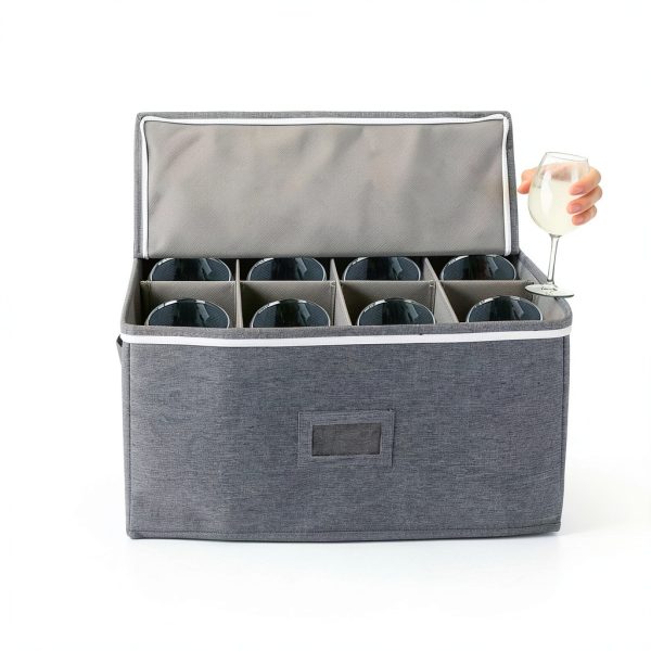 Boczif Wine Glass Storage Case - White Chest Holds 12 Glasses-6