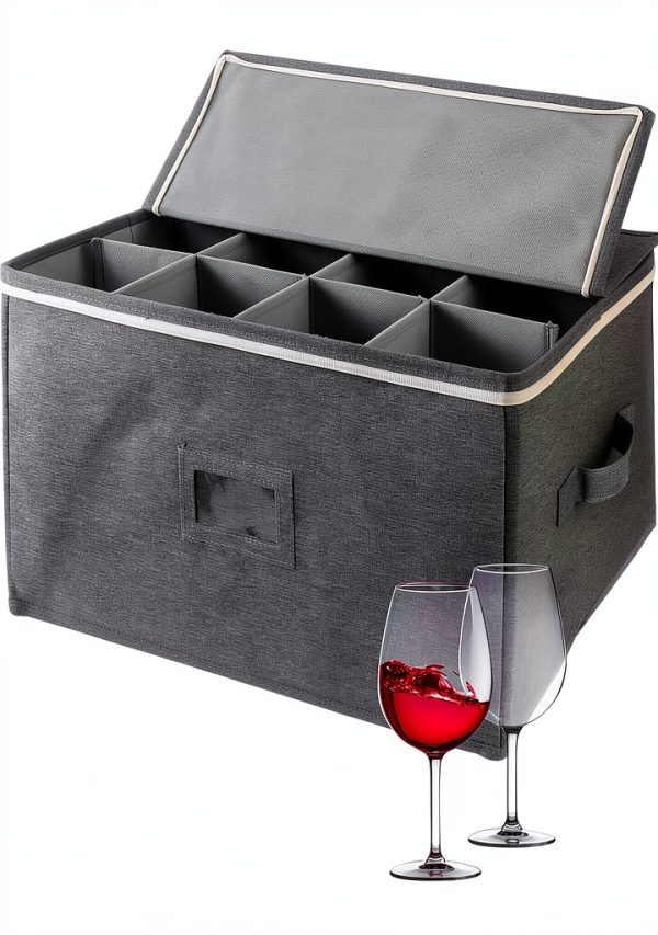 Boczif Wine Glass Storage Case - White Chest Holds 12 Glasses-0