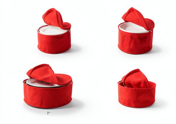 LAMINET 6-Piece Quilted Dinnerware Storage Set - Red-4