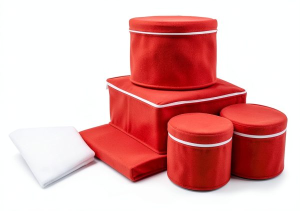 LAMINET 6-Piece Quilted Dinnerware Storage Set - Red-2